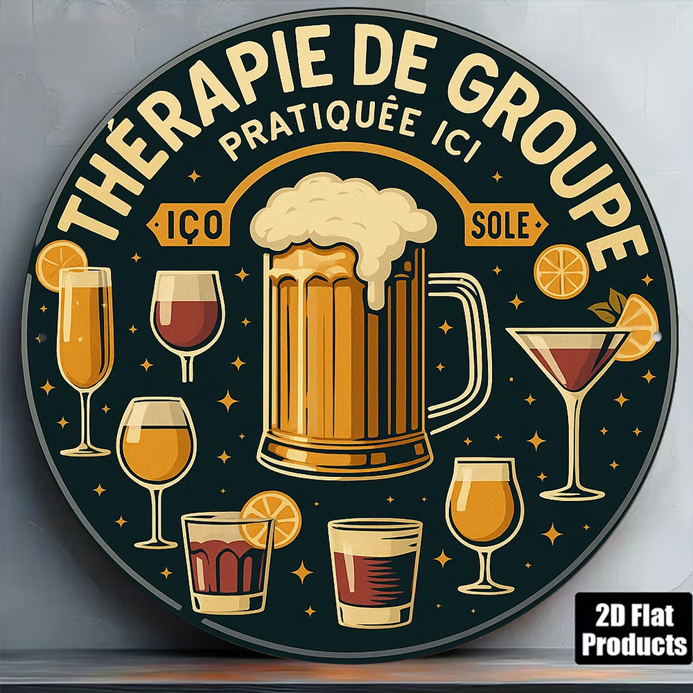 Beer And Wine Quote - 2D 평면 라운드 빈티지 금속 틴