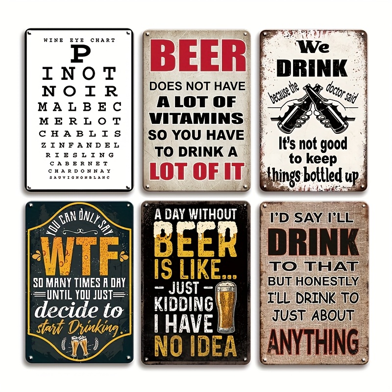 Beer And Wine Quote - 1개 빈티지 2D 플랫 재미있는 맥주