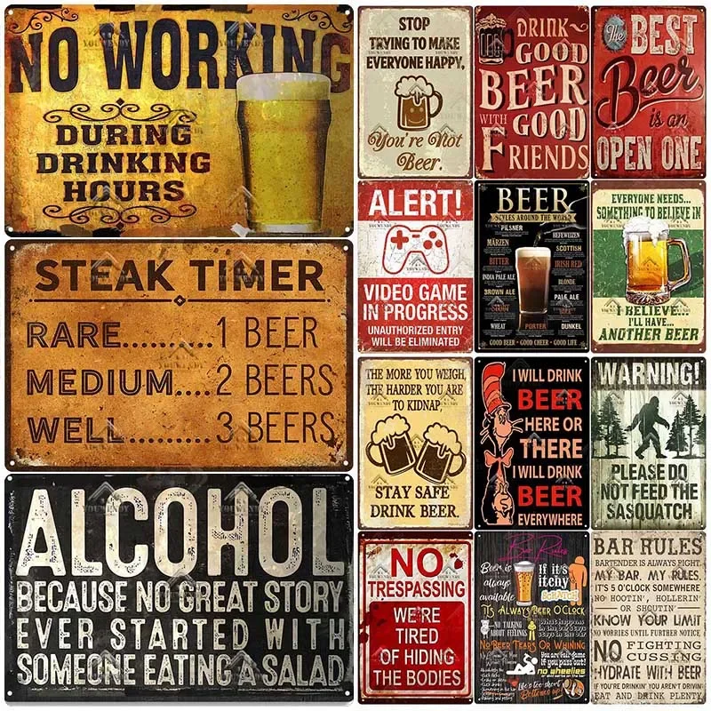 Beer And Wine Quote - 바 펍 사인 장식 재미있는 문구