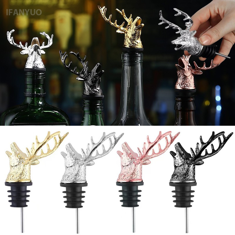 아연 합금 사슴 머리 모양 와인 푸어러 병 마개 3D  - Wine Beer Liquor 리뷰 및 가격