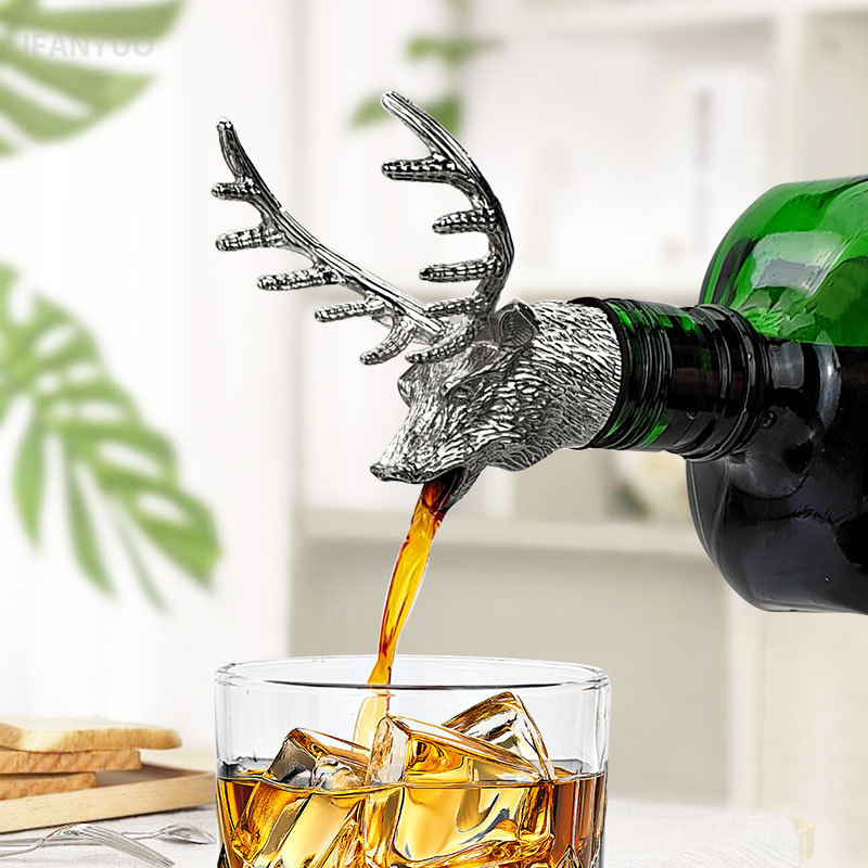 아연 합금 사슴 머리 모양 와인 푸어러 병 마개 3D  - Wine Beer Liquor 리뷰 및 가격