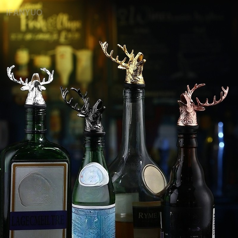 아연 합금 사슴 머리 모양 와인 푸어러 병 마개 3D  - Wine Beer Liquor 리뷰 및 가격