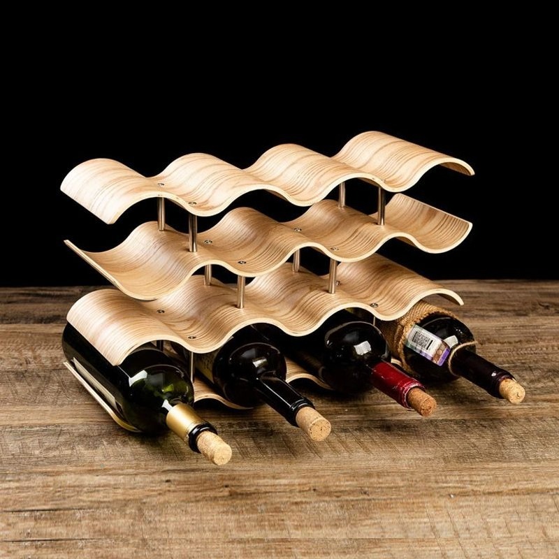 물결 모양의 와인 병 홀더 나무 와인 랙 우아한 현대  - Wine Beer Rack 리뷰 및 가격